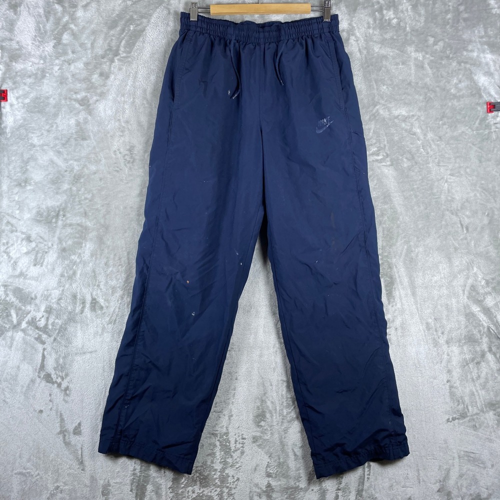 Nike Track Pants Mens Medium Navy Blue Embroidered Logo Ankle Zip 274011-451